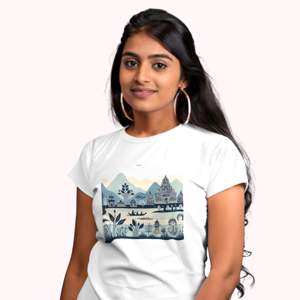 Trending Madhubani Art D3: Women T-Shirt