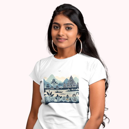 Trending Madhubani Art D3: Women T-Shirt