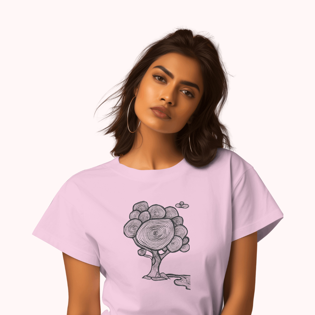 Trending Art D10: Line Tree: Women T-Shirt