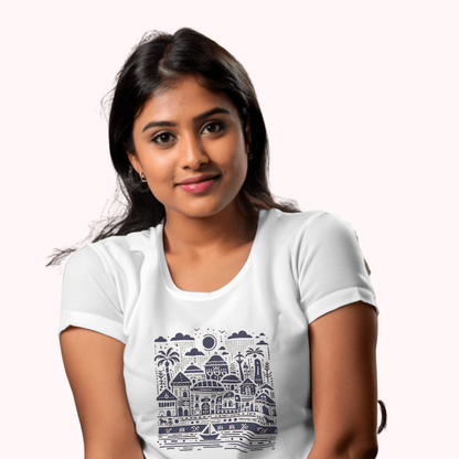 Trending Warli Art D2: Women T-Shirt