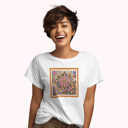 Trending Madhubani Art D1: Women T-shirt