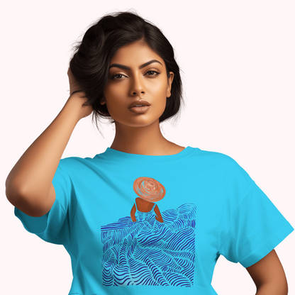 Trending Art D17: Line Art Girl-in-hat: Women T-Shirt