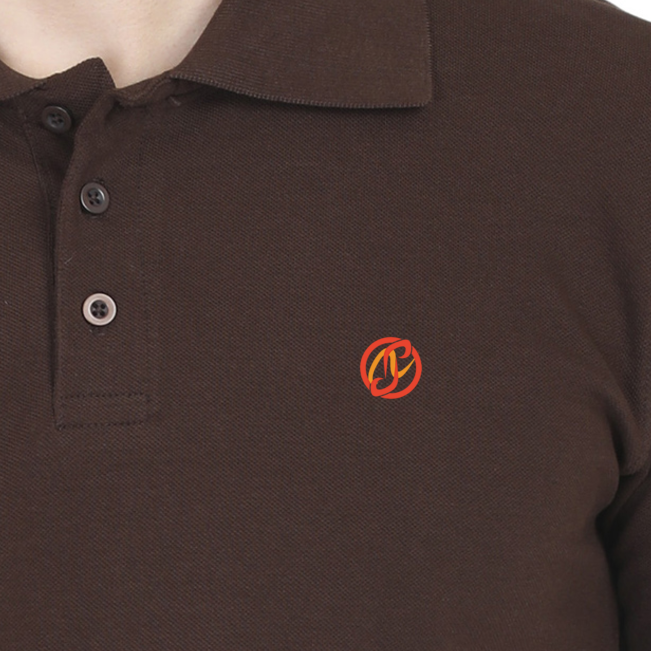 Coffee Brown Plain: Left Pocket: Polo T-Shirt