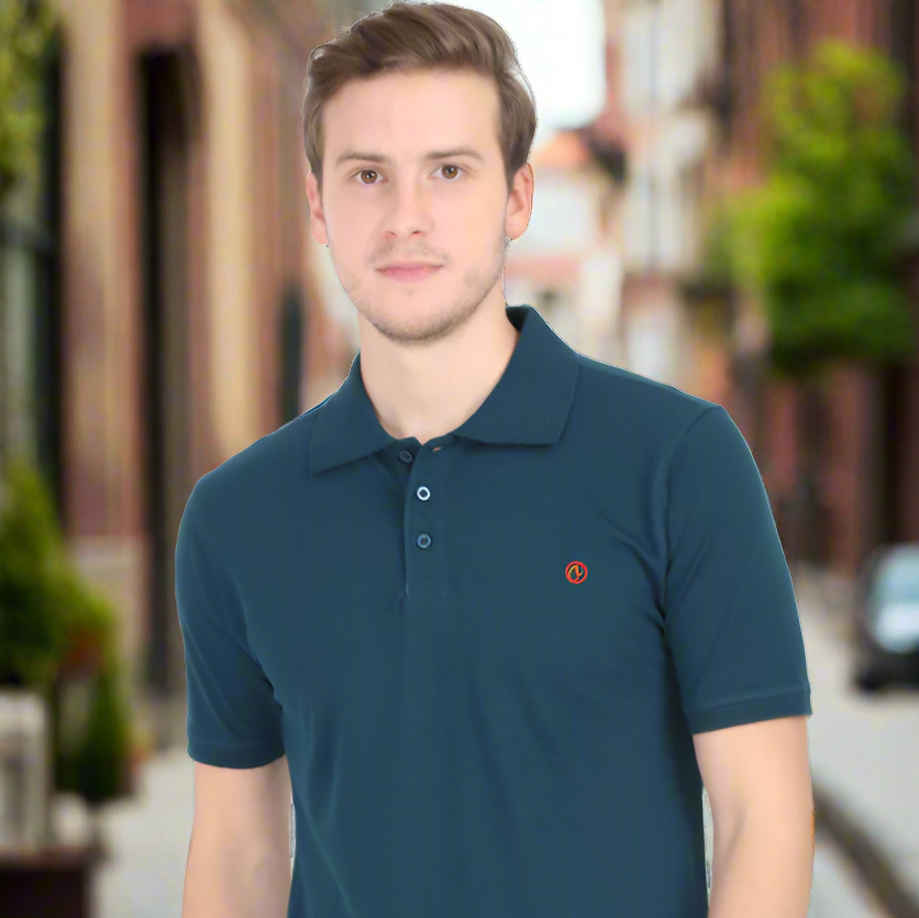 Petrol Blue Plain: Left Pocket: Polo T-Shirt