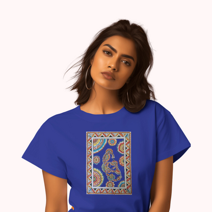 Trending Madhubani Art D5: Elephant: Women T-shirt