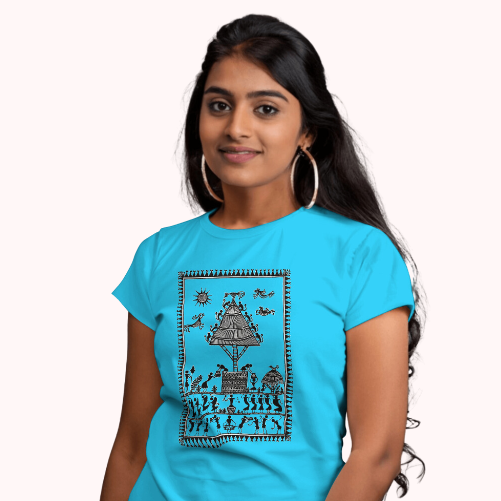 Trending Warli Art D8: Village Worker: Women T-Shirt