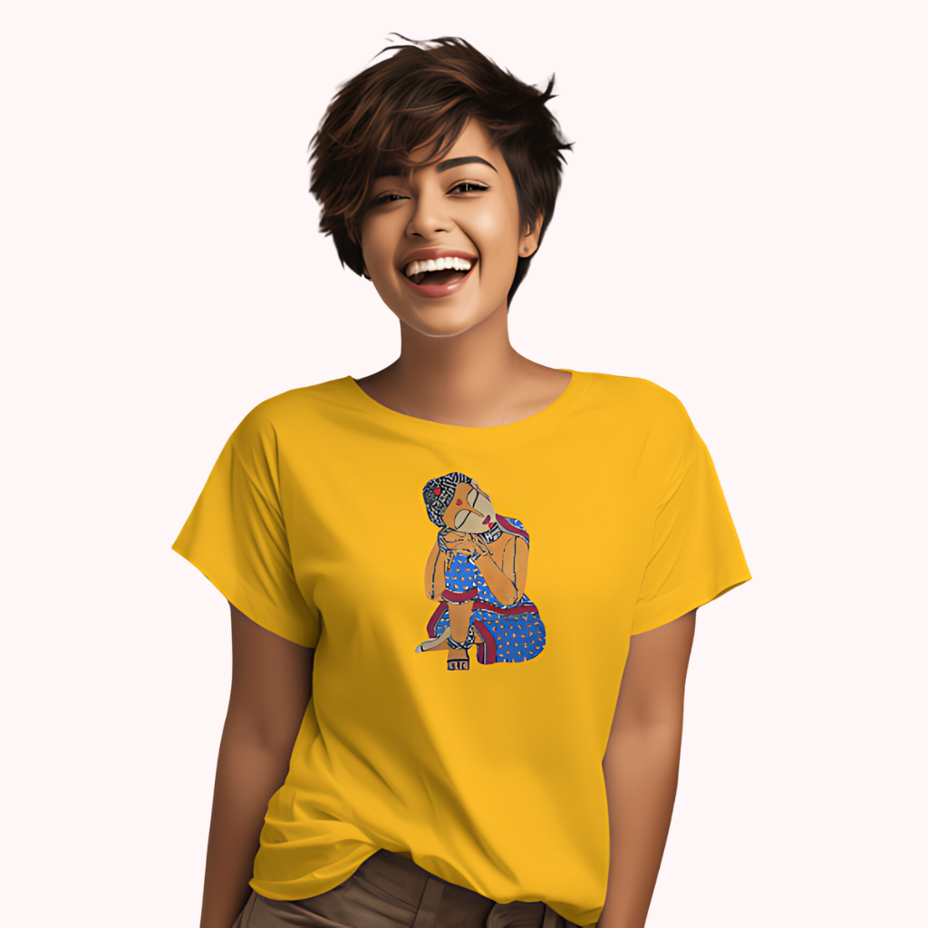 Trending Madhubani Art D4: Buddha: Women T-Shirt