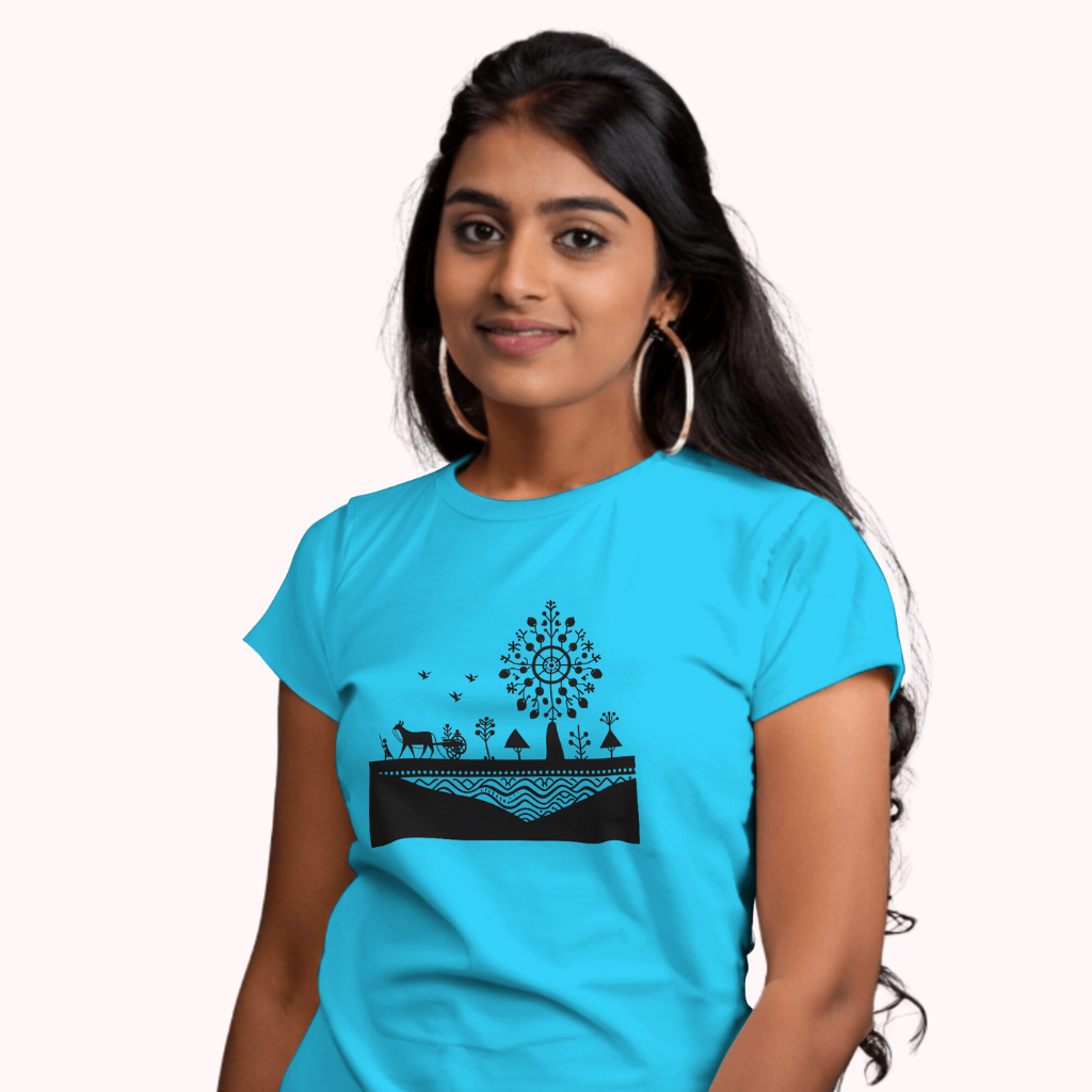 Trending Warli Art D3: Women T-Shirt