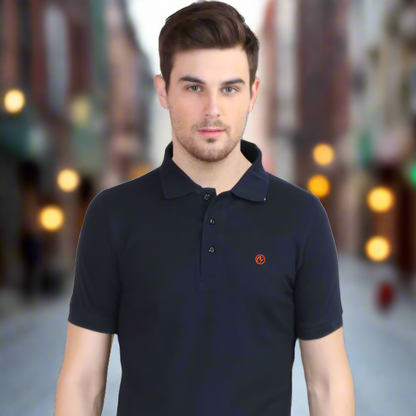 Navy Blue Plain: Left Pocket: Polo T-Shirt