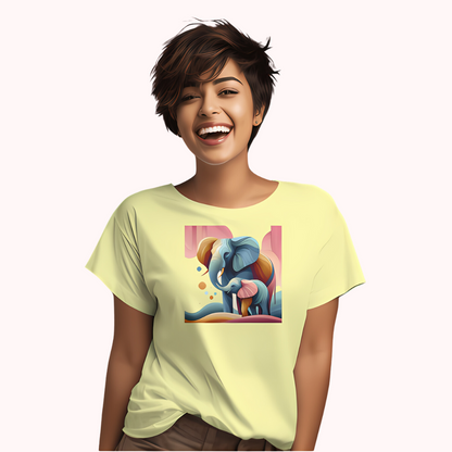 Trending Art D1: Mother & Baby Elephant: Women T-shirt