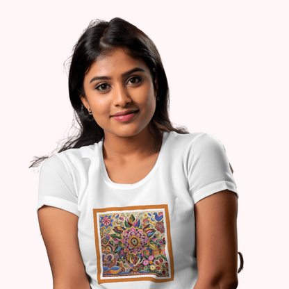 Trending Madhubani Art D1: Women T-shirt