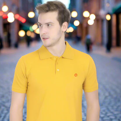 Mustard Yellow Plain: Left Pocket: Polo T-Shirt