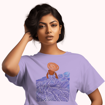 Trending Art D17: Line Art Girl-in-hat: Women T-Shirt
