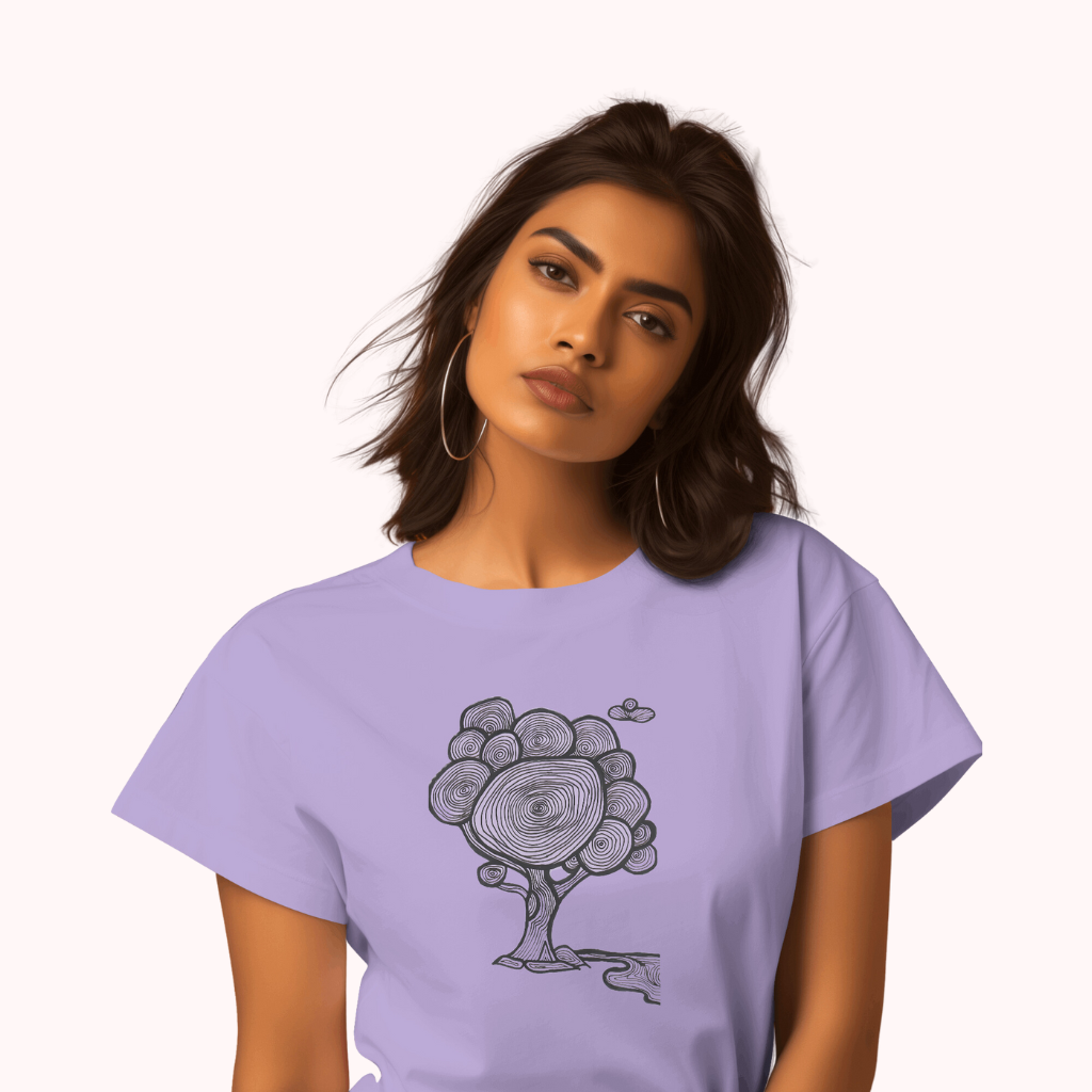 Trending Art D10: Line Tree: Women T-Shirt