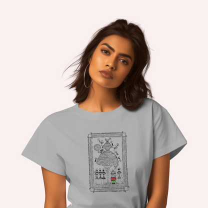 Trending Warli D9: Happy work: Women T-Shirt