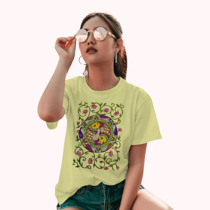 Trending Madhubani D11: Art of Fish : Women T-Shirt