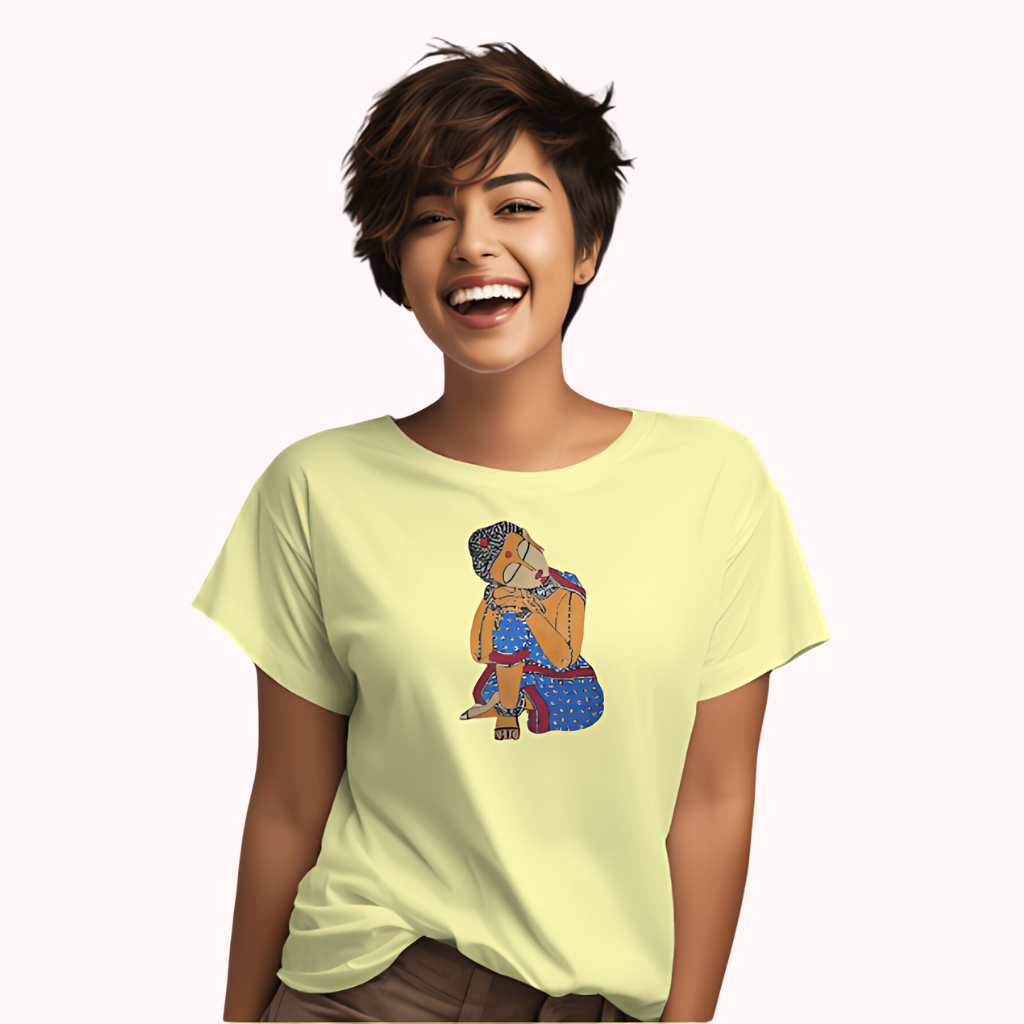 Trending Madhubani Art D4: Buddha: Women T-Shirt