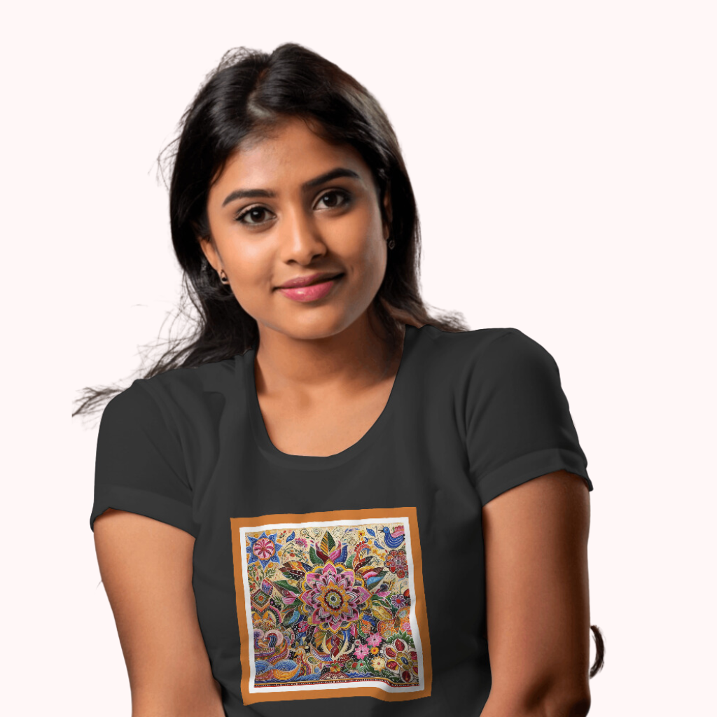 Trending Madhubani Art D1: Women T-shirt