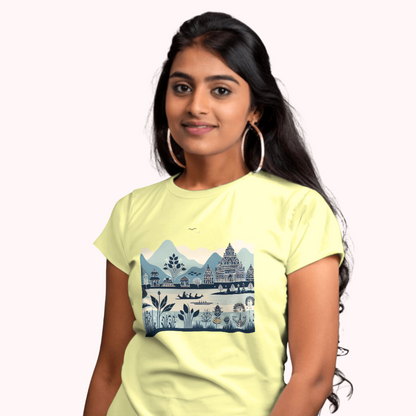 Trending Madhubani Art D3: Women T-Shirt