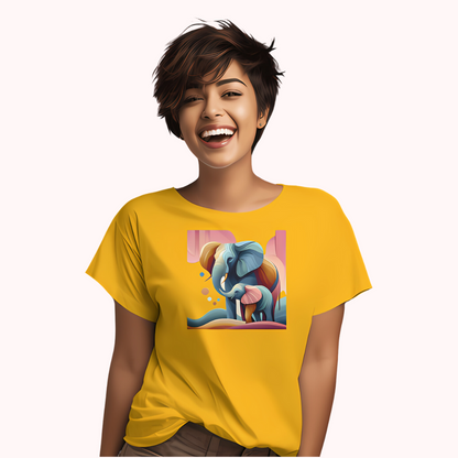 Trending Art D1: Mother & Baby Elephant: Women T-shirt