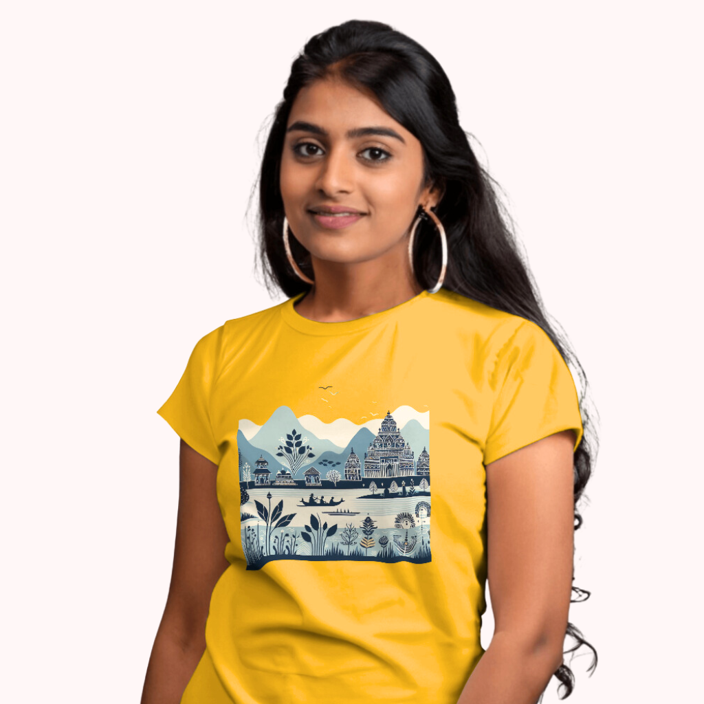 Trending Madhubani Art D3: Women T-Shirt