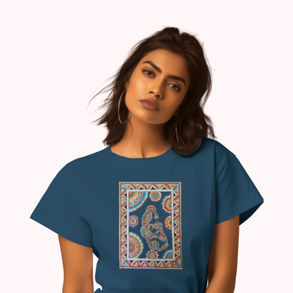 Trending Madhubani Art D5: Elephant: Women T-shirt