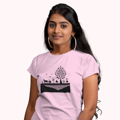 Trending Warli Art D3: Women T-Shirt