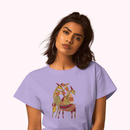 Trending Madhubani D9: Deers: Women T-shirt-