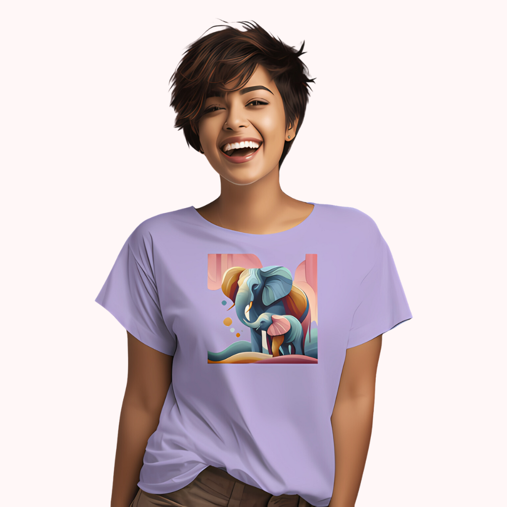 Trending Art D1: Mother & Baby Elephant: Women T-shirt