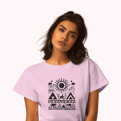 Trending Warli Art D6: The sun: Women T-shirt