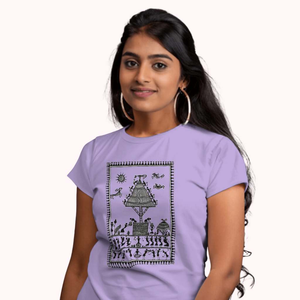 Trending Warli Art D8: Village Worker: Women T-Shirt