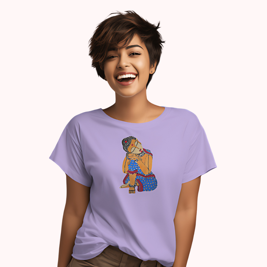 Trending Madhubani Art D4: Buddha: Women T-Shirt