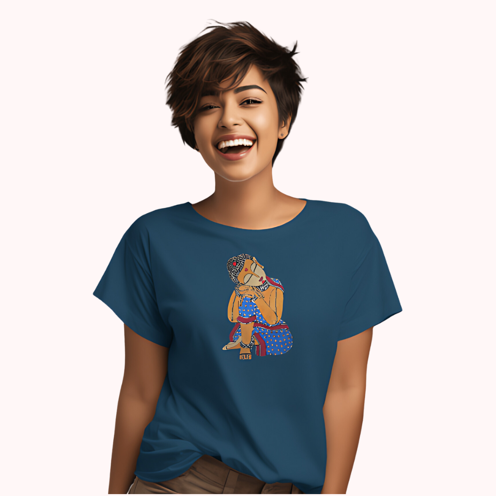 Trending Madhubani Art D4: Buddha: Women T-Shirt