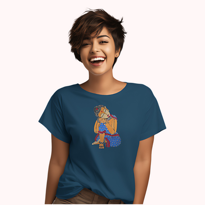 Trending Madhubani Art D4: Buddha: Women T-Shirt