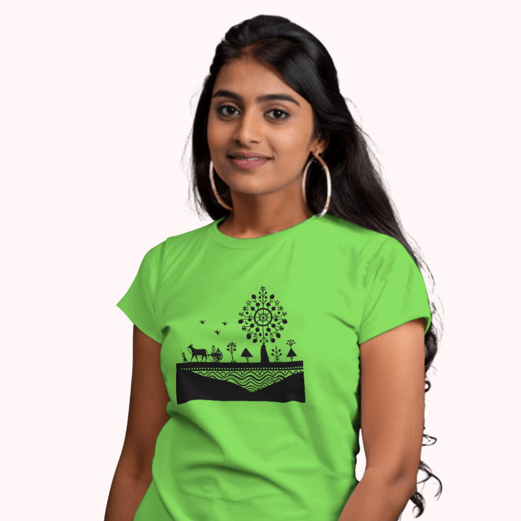 Trending Warli Art D3: Women T-Shirt