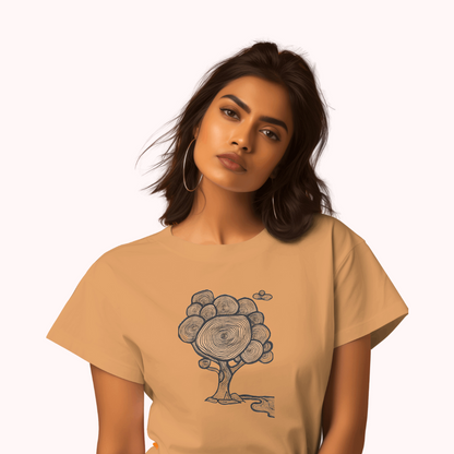 Trending Art D10: Line Tree: Women T-Shirt