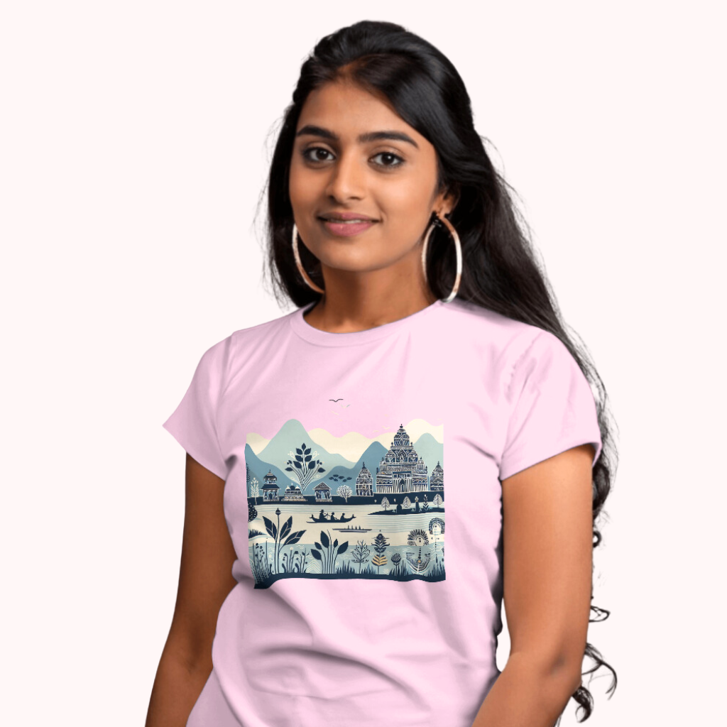 Trending Madhubani Art D3: Women T-Shirt