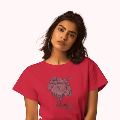 Trending Art D10: Line Tree: Women T-Shirt