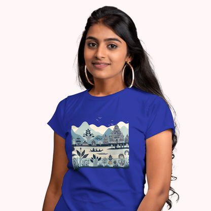 Trending Madhubani Art D3: Women T-Shirt