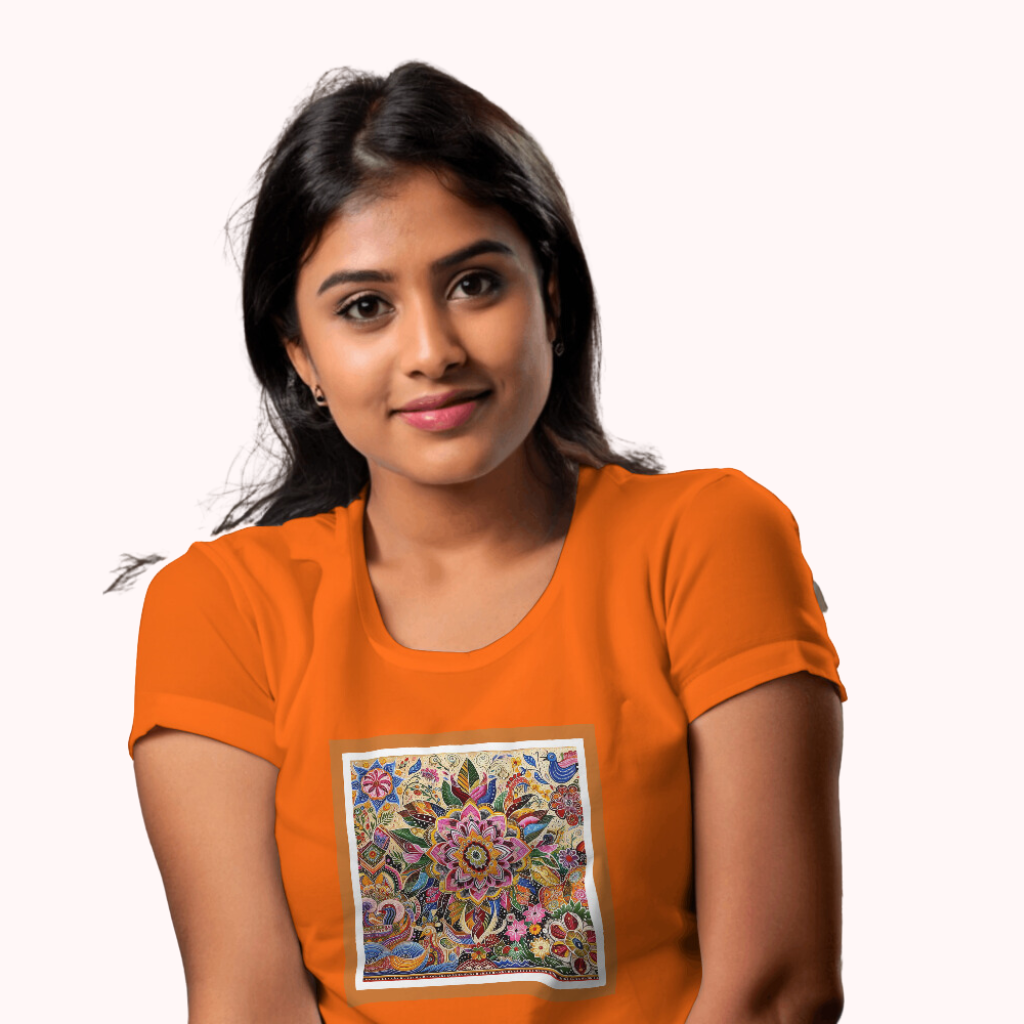 Trending Madhubani Art D1: Women T-shirt