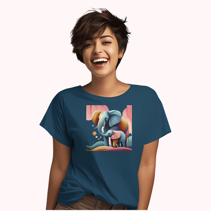Trending Art D1: Mother & Baby Elephant: Women T-shirt
