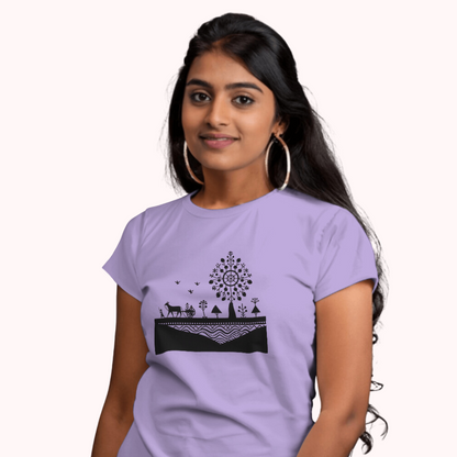 Trending Warli Art D3: Women T-Shirt