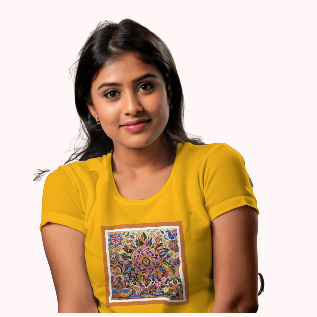 Trending Madhubani Art D1: Women T-shirt