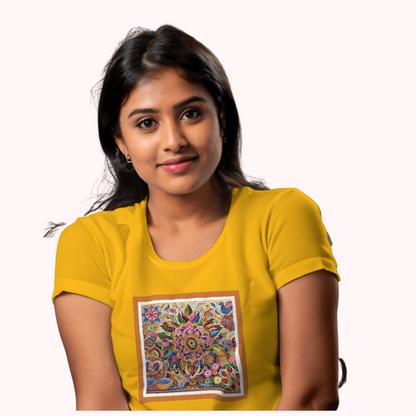 Trending Madhubani Art D1: Women T-shirt