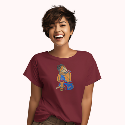 Trending Madhubani Art D4: Buddha: Women T-Shirt
