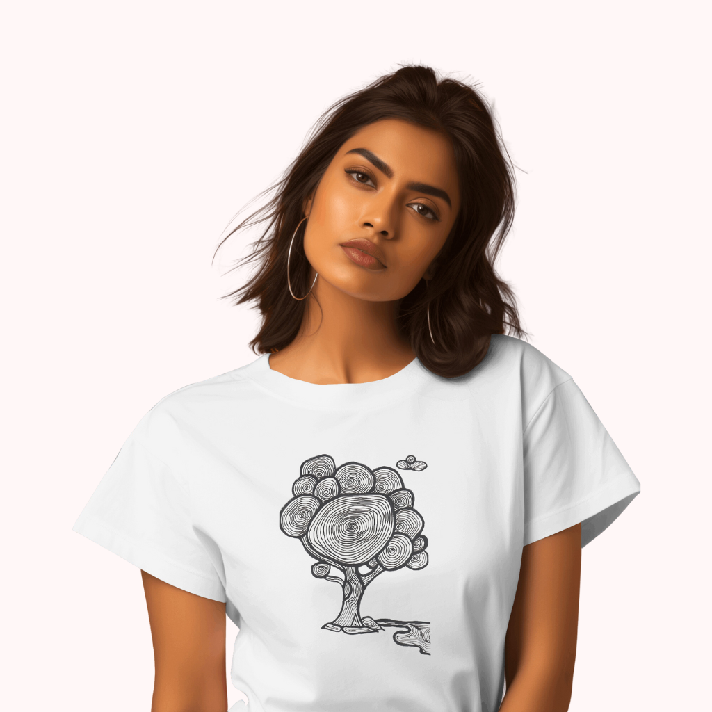 Trending Art D10: Line Tree: Women T-Shirt