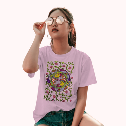 Trending Madhubani D11: Art of Fish : Women T-Shirt