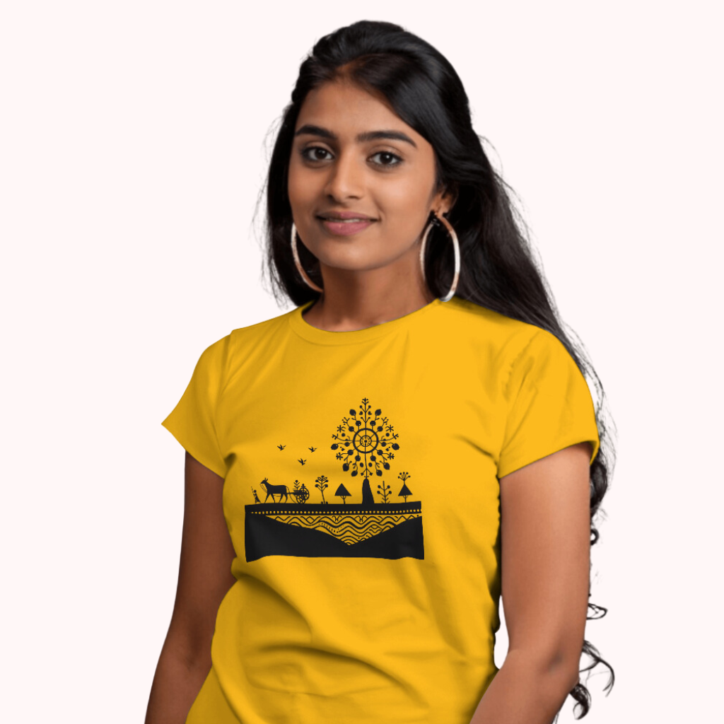 Trending Warli Art D3: Women T-Shirt