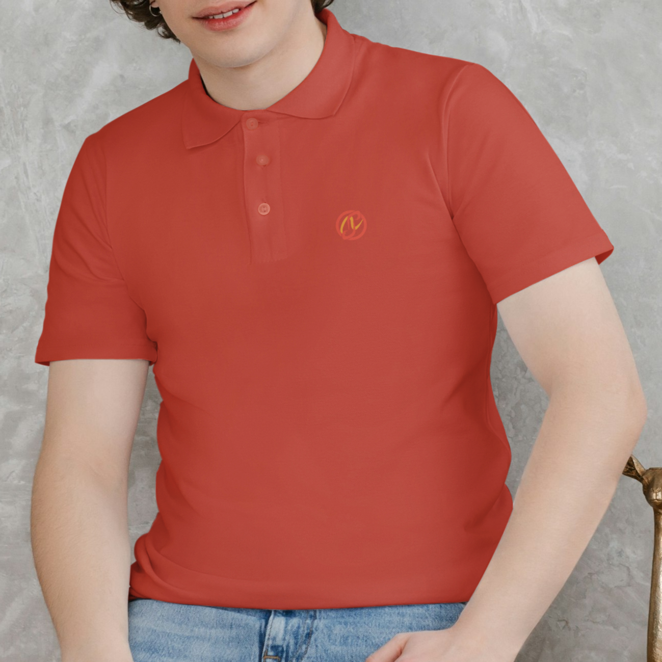 Brick Red Plain: Left Pocket: Polo T-Shirt