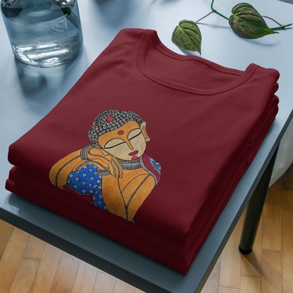 Trending Madhubani Art D4: Buddha: Unisex T-Shirt
